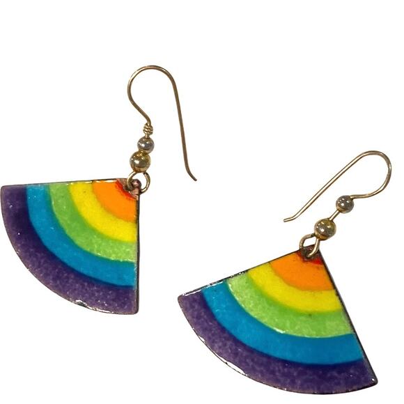 4 pc Earrings Bundle lot Enamel Rainbow Lampwork Beads Tiffany blue aquamarine - Picture 2 of 5